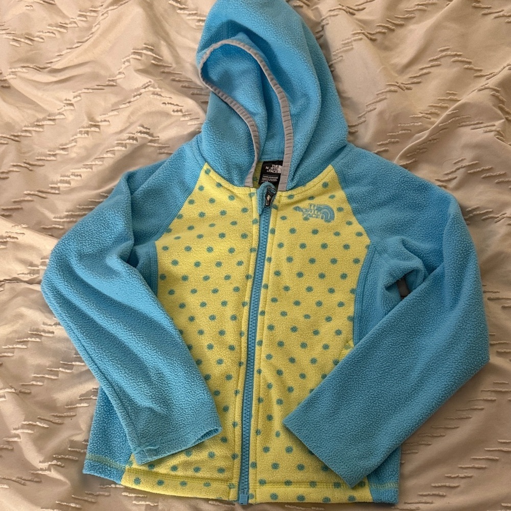 Blue and Yellow Polka Dot Fleece The North Face Jacket